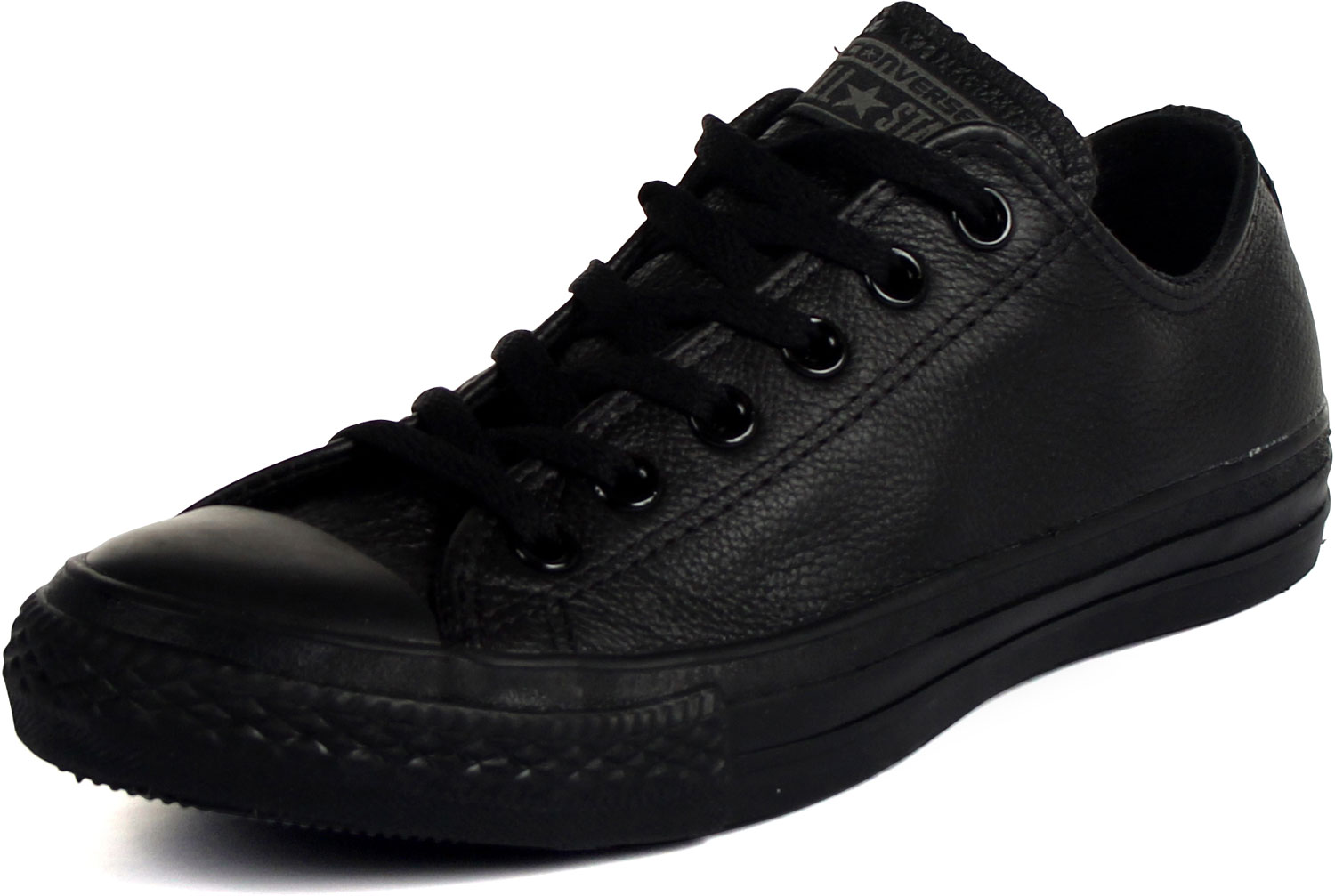 Converse Leather Chuck Taylor All Star Shoes (1T865) Low Top in Black Monochrome