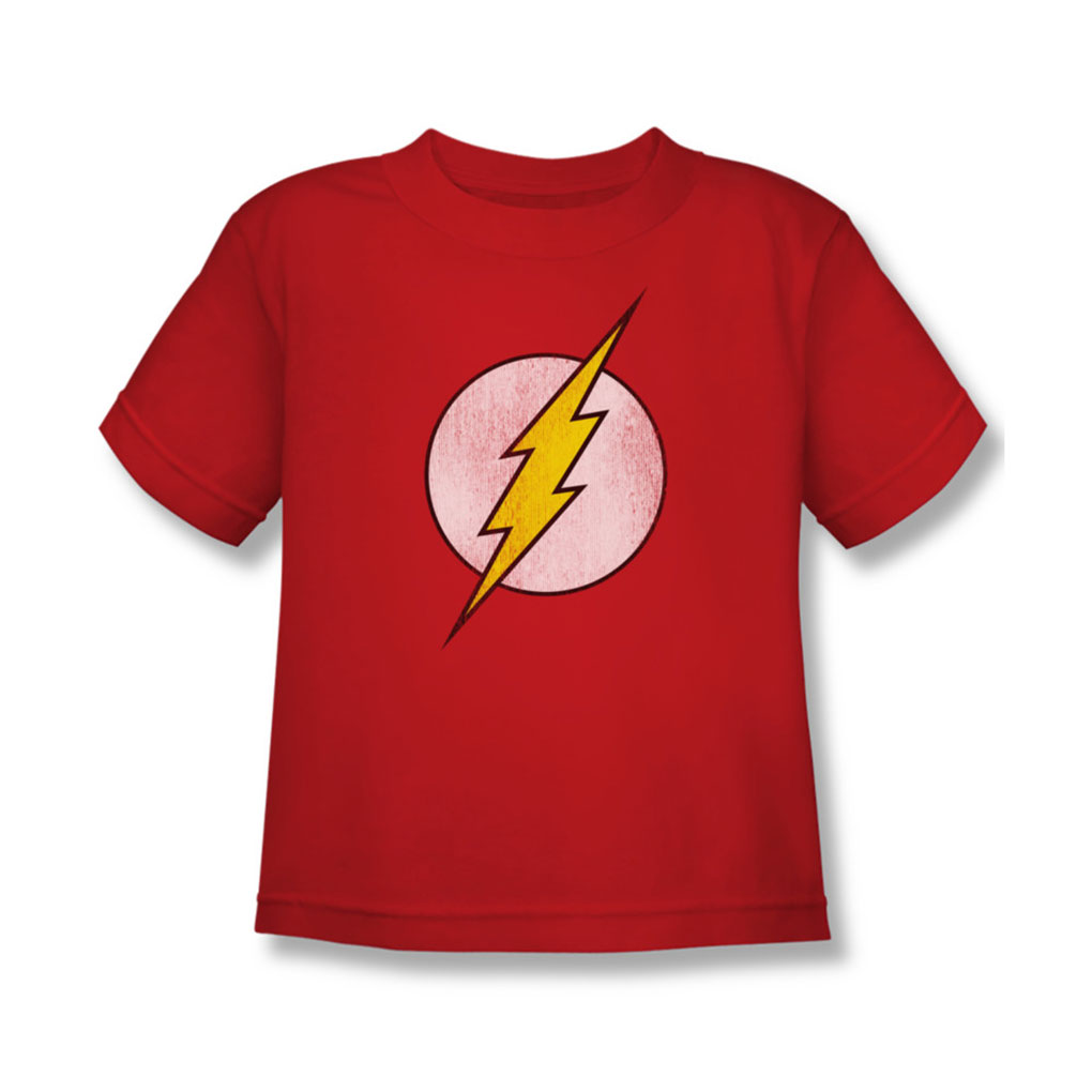Official Red Distressed Flash Logo T-Shirt DC Comics Kids 