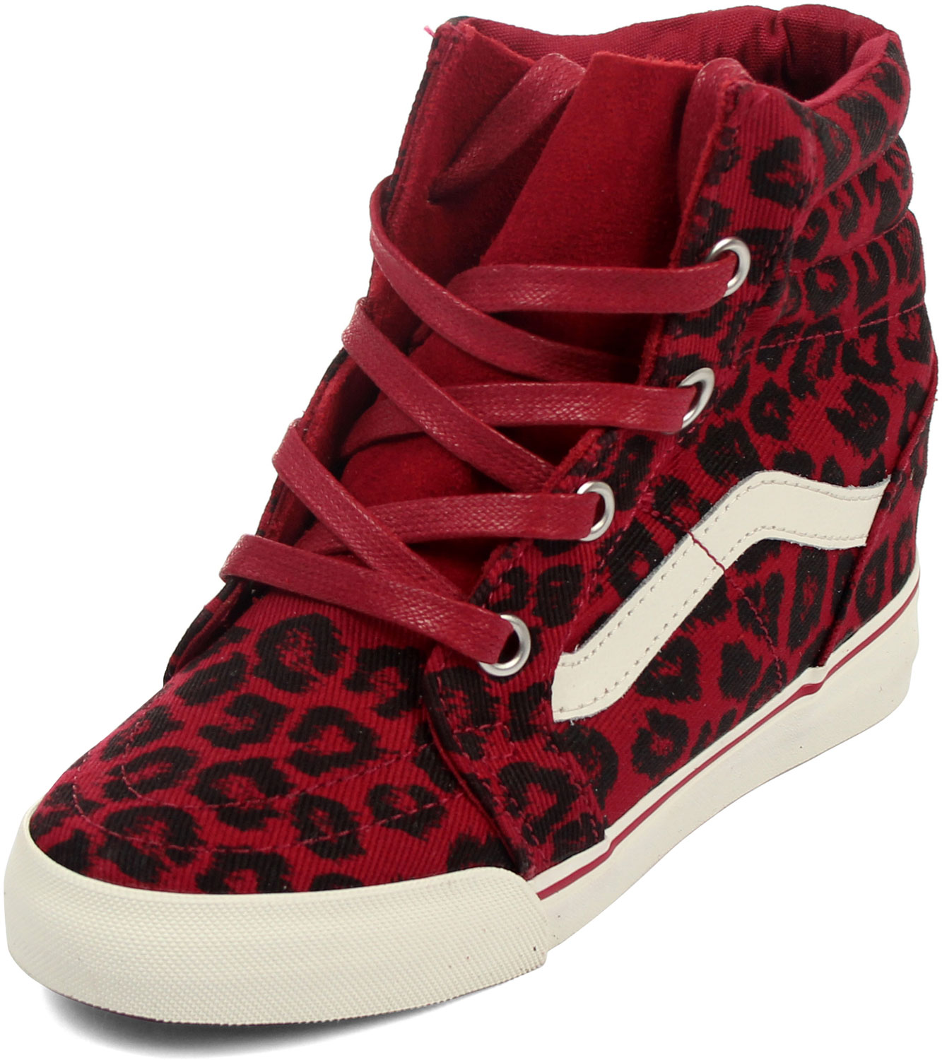 Vans - Womens Sk8-Hi Wedge Shoes in Leopard Red/Marshmallow شطاف المسافر