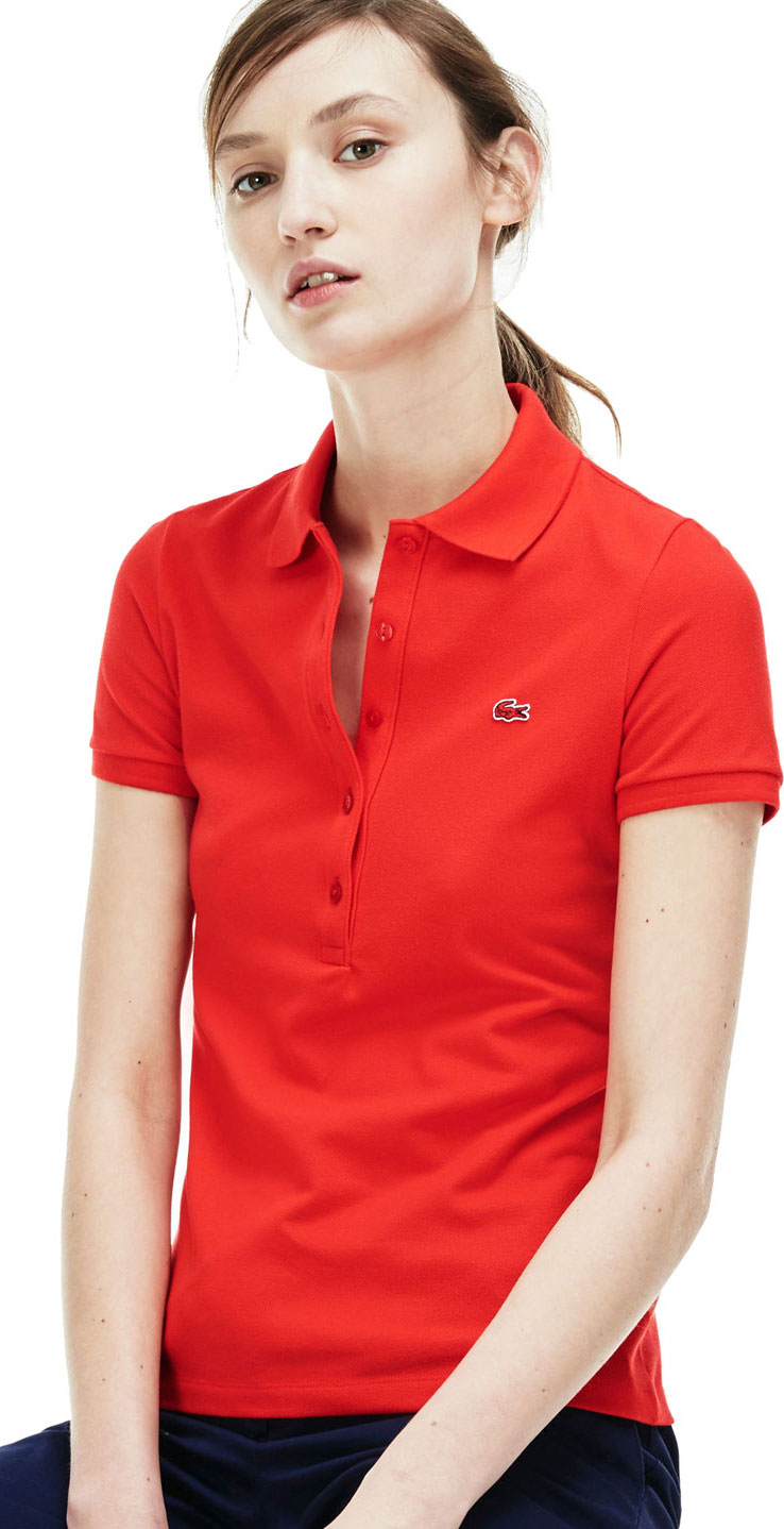 Lacoste Womens Short Sleeve Slim Fit Stretch Pique Polo Shirt