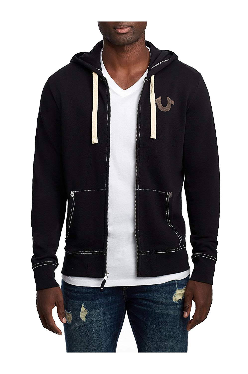 true religion grey zip up hoodie