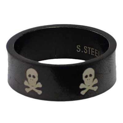Blackline Skulls Design Stainless Steel Ring by BodyPUNKS (RBS-019)
