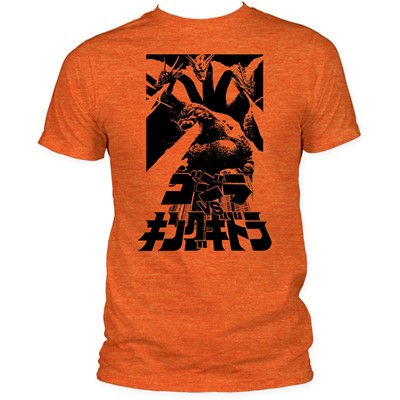 Godzilla -  Fire-Breathing Fitted Jersey S/S T-Shirt in Heather Orange