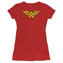 Wonder Woman Logo Juniors S/S T-shirt in Red by DC Comics
