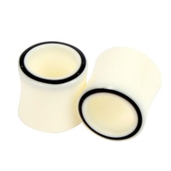 Two Tone Seashell White Wood Double Flared Hollow Tunnel Plug
