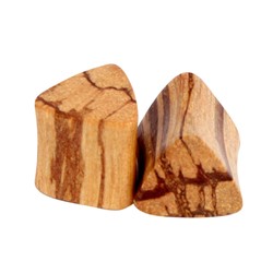 Solid Triangle Natural Double Flared Wood Plug