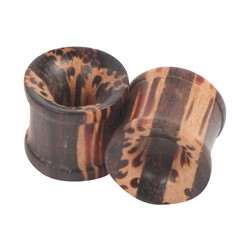 Two Tone Speckle Striped Double Flared Wood Tunnel Plug