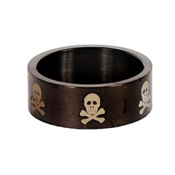Skull and Cross Bones Design Stainless Steel Blackline Ring by BodyPUNKS