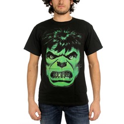 Marvel Comics - Mens The Incredible Hulk Angry Face T-Shirt In Black