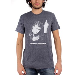 David Bowie - Heroes Mens T-Shirt In Heather Navy