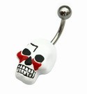 14g Curved Barbell Skull belly button ring with 316L Surgical Steel Bar