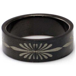 Blackline Flower Design Stainless Steel Ring by BodyPUNKS (RBS-033)