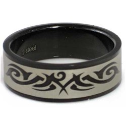 Blackline Tribal Design Stainless Steel Ring by BodyPUNKS (RBS-032)