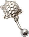 14g Curved Barbell Silver Turtle Belly Button Navel Rings