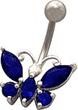 14g Curved Barbell Fixed Sterling Silver Butterfly Charm, 5mm ball and banana stem in 316L Grade Surgical Steel