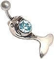 Dolphin Holding a Jewel Charm for Navel Rings