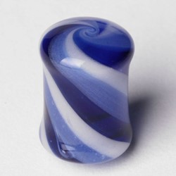 Double Flared Solid Swirls Pyrex Plug in Light Blue/Dark Blue/White