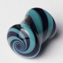 Double Flared Solid Swirls Pyrex Plug in Turquoise/Blue