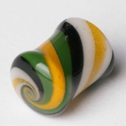 Double Flared Solid Swirls Pyrex Plug in Yellow/Green/Blue/White