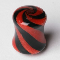Double Flared Solid Swirls Pyrex Plug in Red/Black
