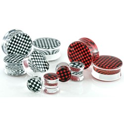 Double Flared Checkered Acrylic Plug - Available from 8g to 2 Inches!