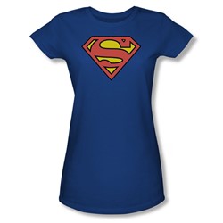 Superman S Shield Juniors S/S T-shirt in Royal by DC Comics