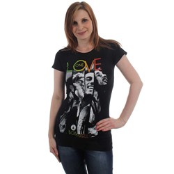 Bob Marley - One Love Stripes Womens T-Shirt in Black