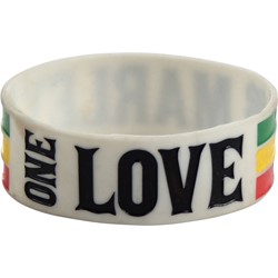 Bob Marley - One Love Silicone Wristband Wristband In White