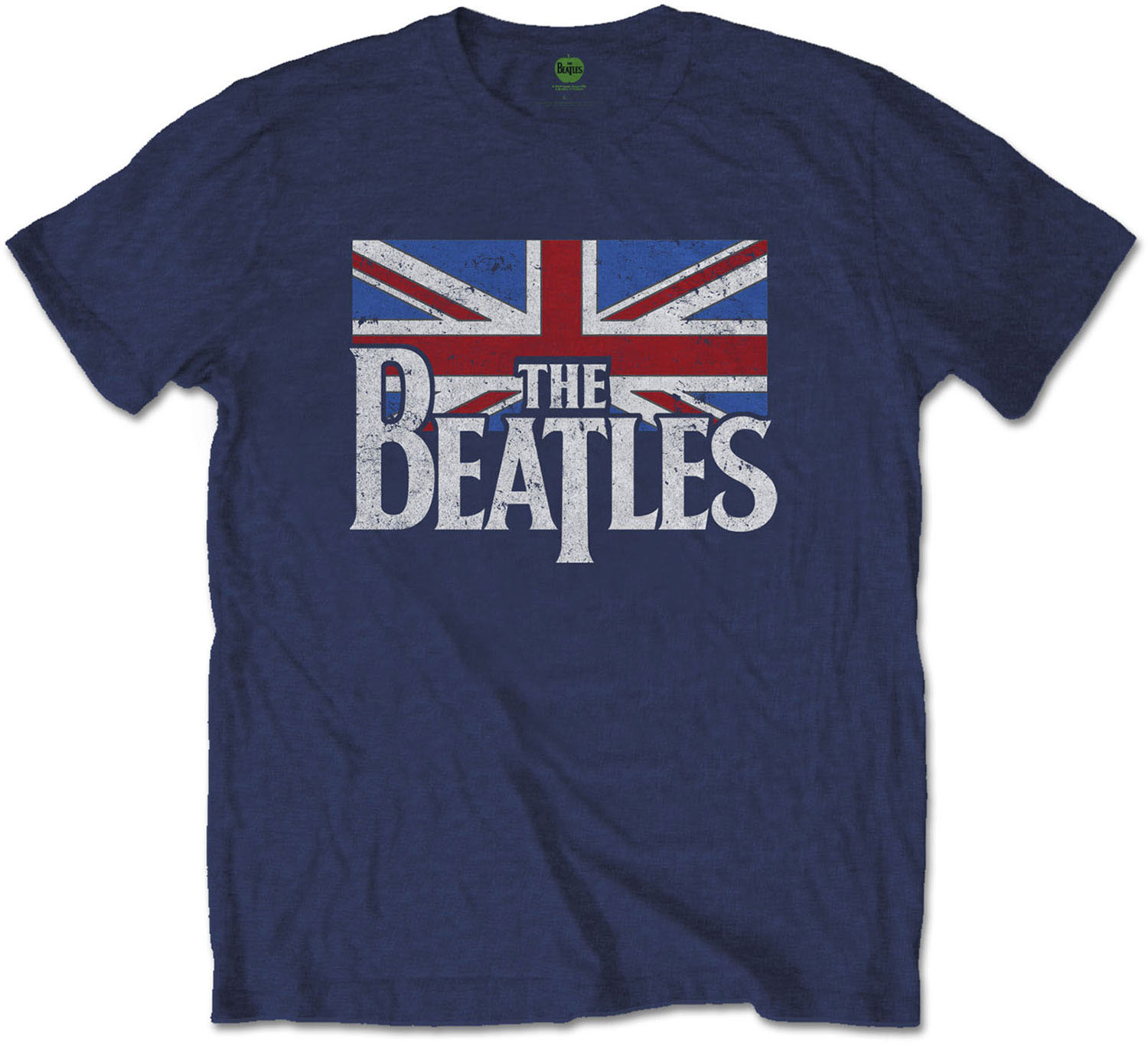 The Beatles - Unisex Drop T Logo & Vintage Flag T-Shirt