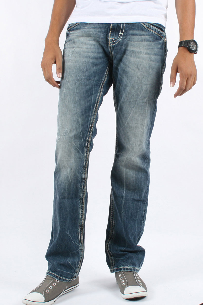 Rock Revival - Mens Andre Straight Leg Jeans in Denim Color T8