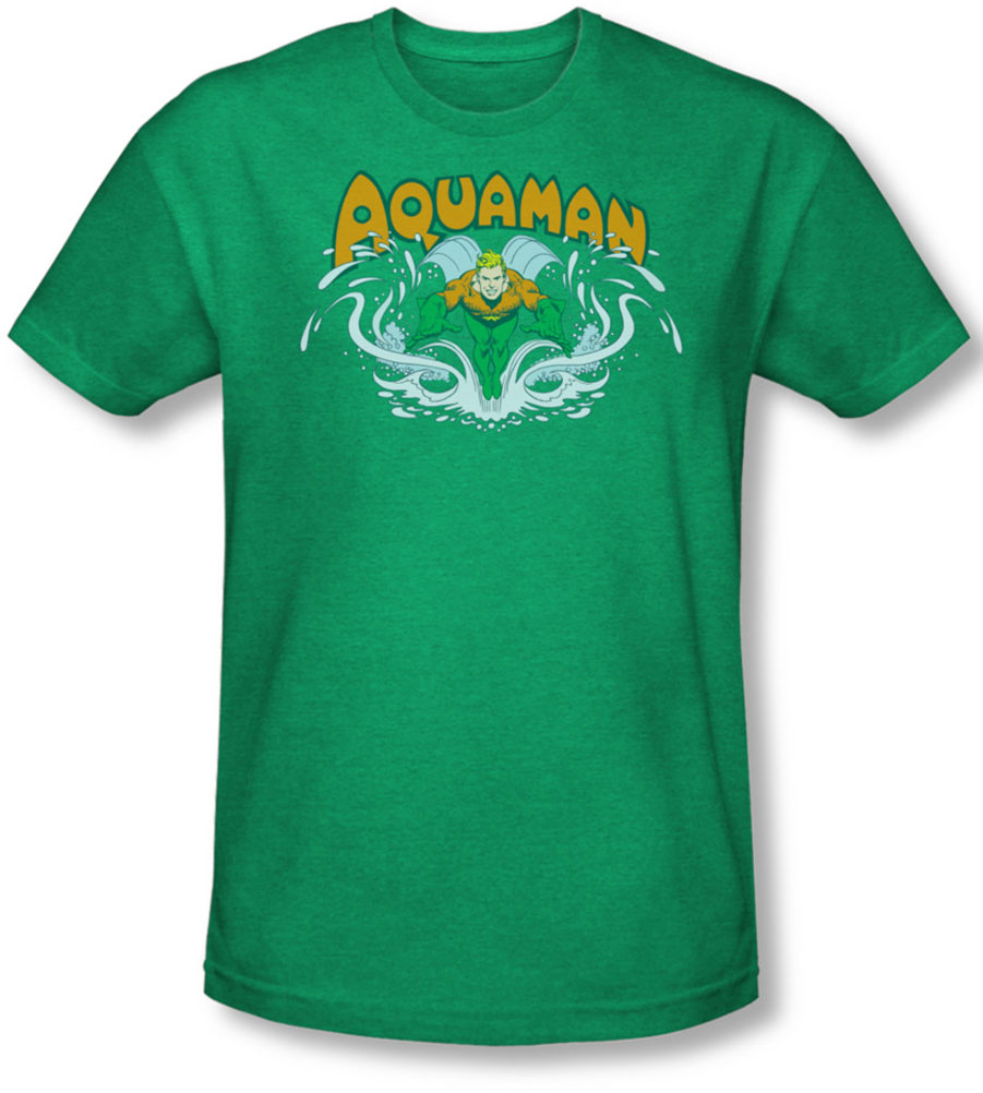 Dc Comics - Mens Aquaman Splash T-Shirt In Kelly Green