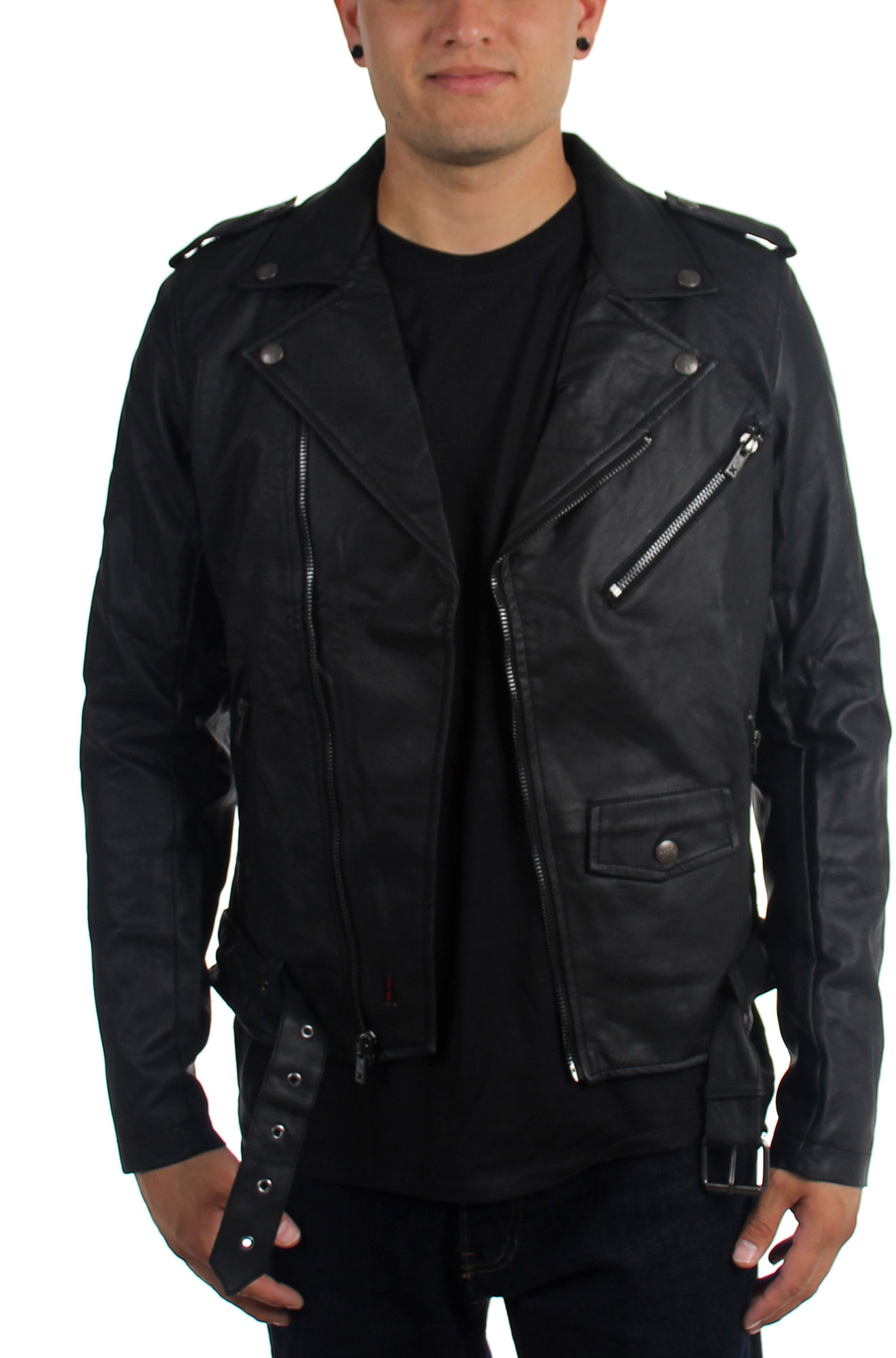 Tripp NYC - Mens Faux Leather Moto Jacket