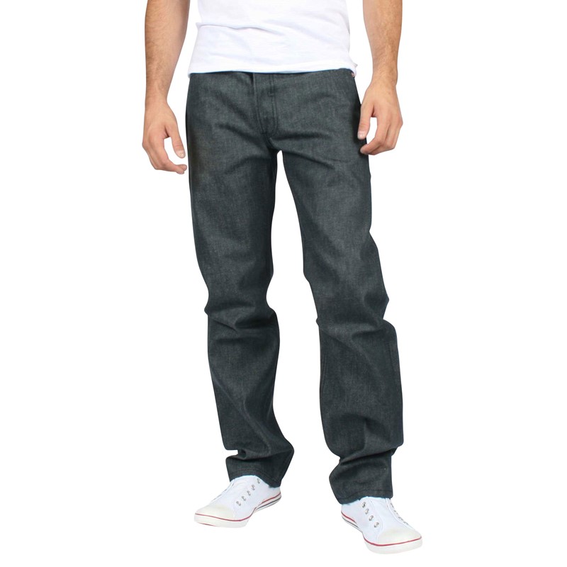Levis - Mens 501 Button Fly Dark Grey Shrink to Fit Denim Jeans