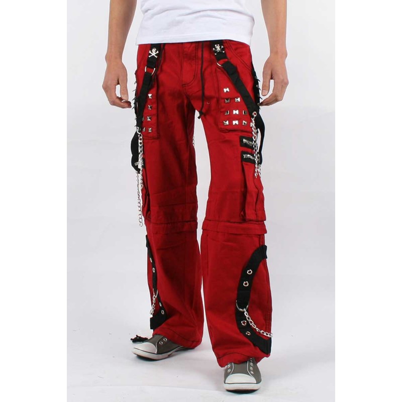 Tripp NYC Baggy Step Chain Pants in Red/Black Stitch