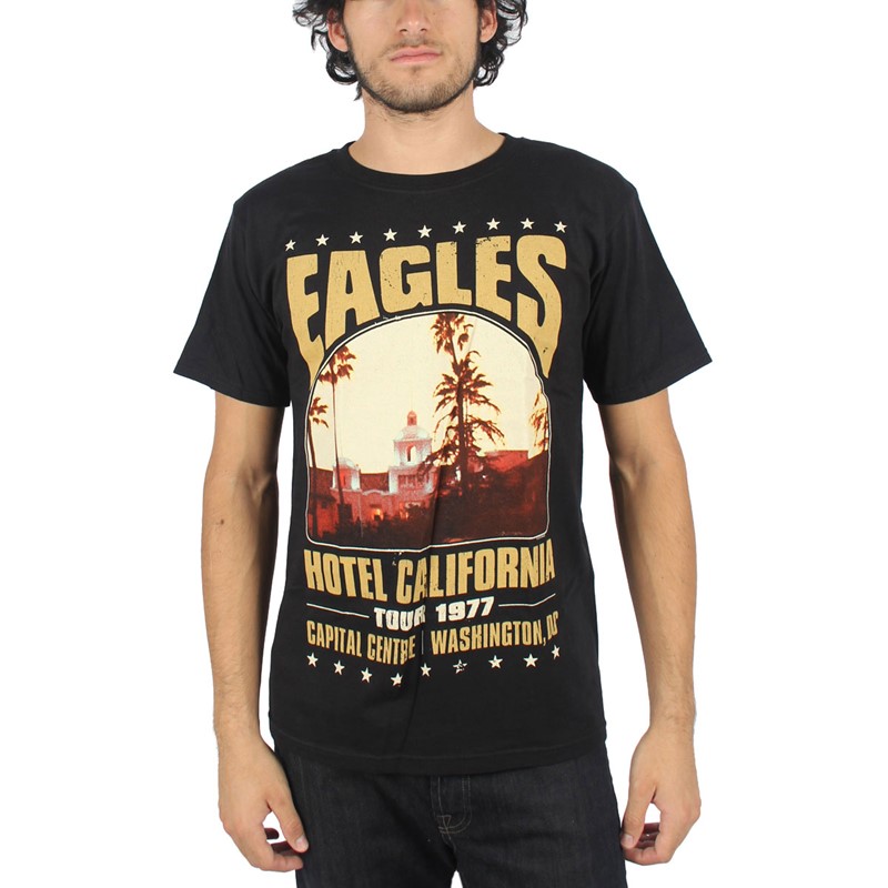 The Eagles - Mens Hotel California Tour 1977 T-Shirt in Black