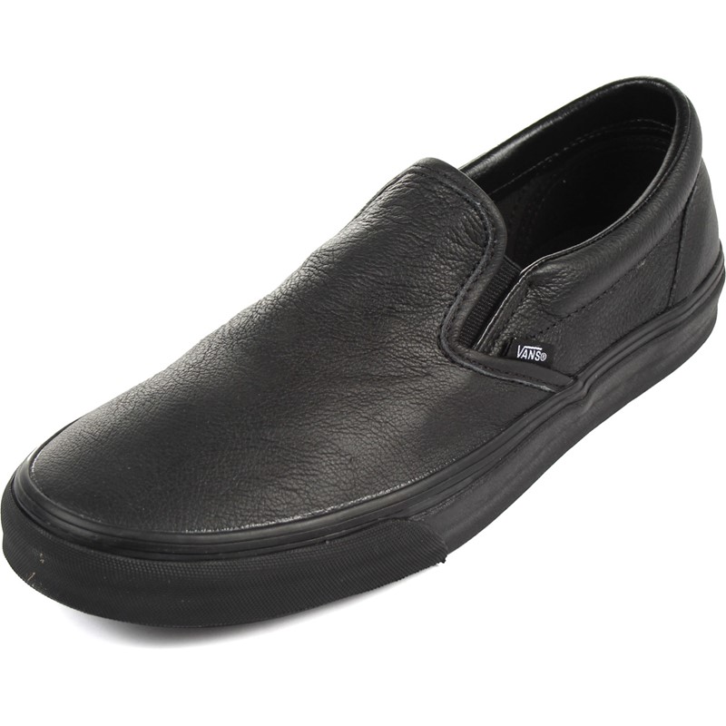 Vans - Unisex Classic Slip-On Shoes in (Premium Leather) Black/Mono
