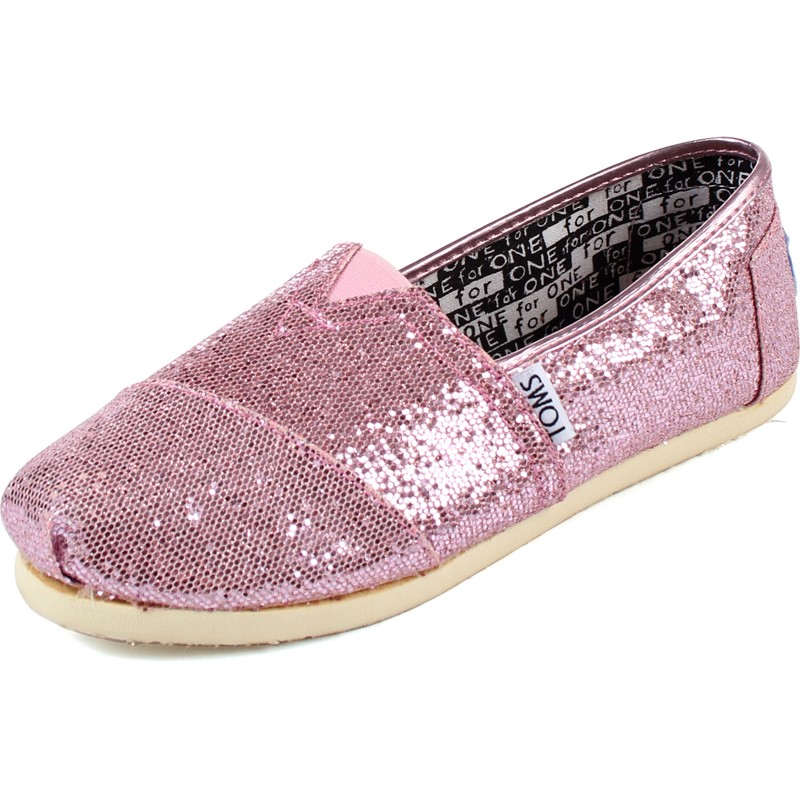 Toms - Youth Classic Glitter Shoes in Pink