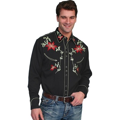 Scully - Mens Floral Embroidery Shirt